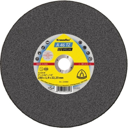 Disque à tronçonner 230 x 1,9 plat (A46TZ) spécial acier-inox
