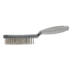 Brosse inox 4 rangs avec manche en plastique
