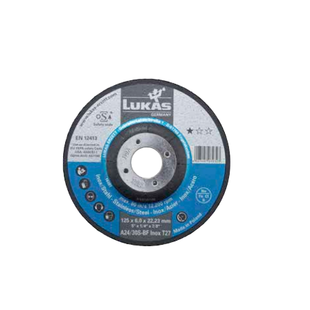 Disque à ébarber 125x6x22,23 PREMIUMFLEX A24/30S-BF pour acier et inox (T27)