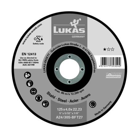 Disque à ébarber 230 x 6.0 x 22.23 PREMIUMFLEX (A24/30S-BF T27) acier