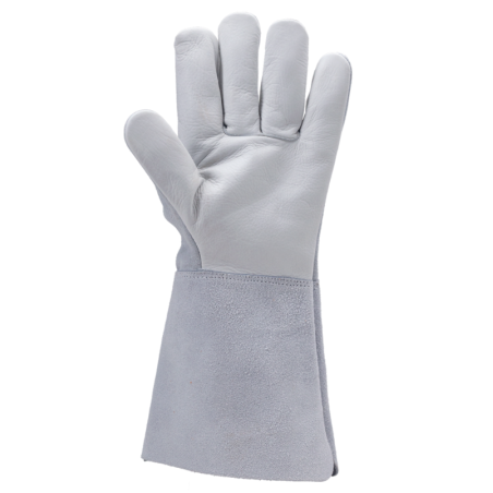 Gant dos en croûte de cuir bovin paume fleur manchette de 15 cms taille 10