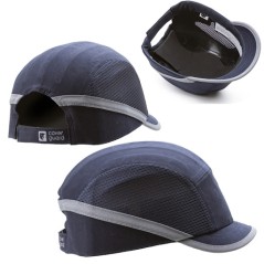 Casquette anti heurt aérée en coton couleur bleu marine visière courte (3cm)
