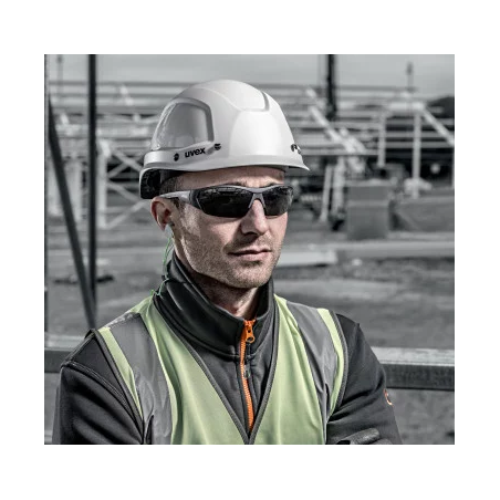 Lunettes de sécurité I-WORKS avec branches flexibles noire et grise en polycarbonate, solaire