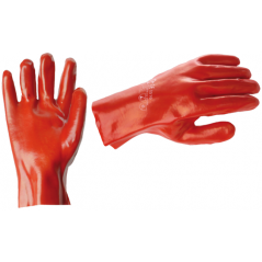 Gant PVC rouge EN 374 de 35 cm en taille 10