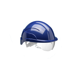 Casque VISION PLUS avec visière et crémaillère, de couleur bleu