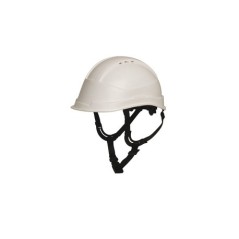Casque KARA monteur aéré blanc avec jugulaire 4 points, boucle flash
