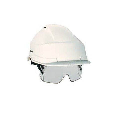 Casque IRIS 2 blanc avec lunette en polycarbonate incolore intégrée
