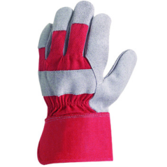 Gants DOCKER en croute de vachette avec dos en toile rouge