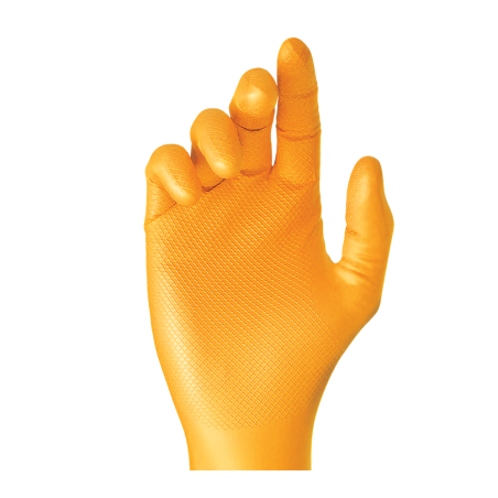 Gant nitrile non poudré GRIPPAZ 580 orange de taille M à taille 2XL