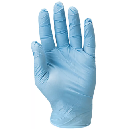 Gant nitrile poudré bleu de taille S à taille XL