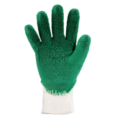 Gant support coton avec enduction 3/4 latex crêpe verte de taille 9 et taille 10