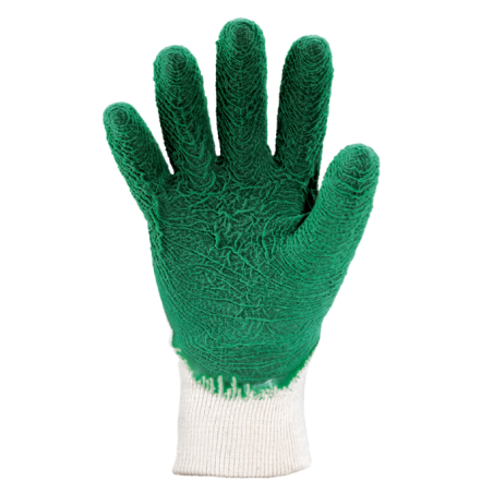Gant support coton avec enduction 3/4 latex crêpe verte de taille 9 et taille 10