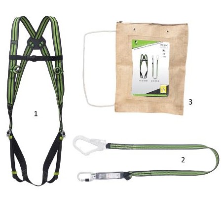 Kit échafaudeur avec harnais, longe sangle et absorbeur d'énergie