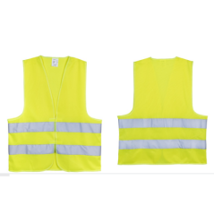 Gilet jaune ECO double bande réflechissante torse et dos taille S-M et taille L-XL