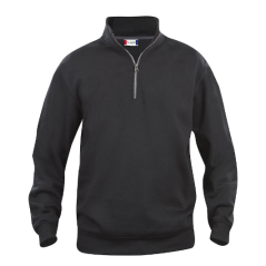 Sweat shirt mixte 1/4 ZIP noir taille S à taille 5XL