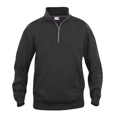 Sweat shirt mixte 1/4 ZIP noir taille S à taille 5XL