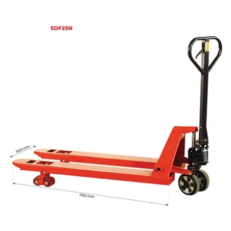 Transpalette manuel 2 tonnes 5, fourche 115cms avec roues en caoutchouc
