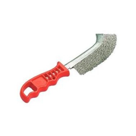 Brosse en inox coudée à manche plastique vert