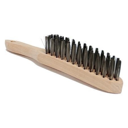 Brosse INOX 2 rangs avec manche en bois