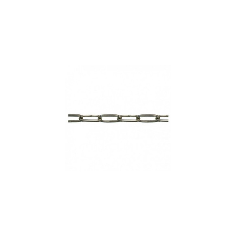 Chaîne INOX maillon long, 26 x 6 mm diamètre 3 mm (DIN 763)