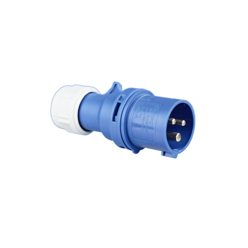 Fiche mâle HYPRA 16 ampères, 2 prises + 1 terre (220 V)
