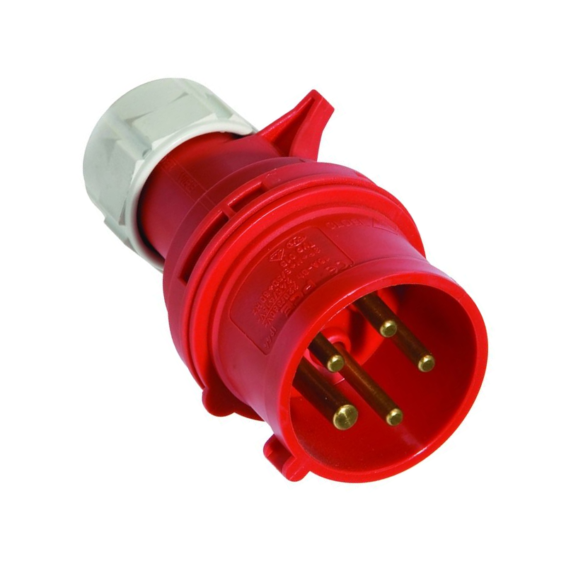 Fiche mâle HYPRA 3 prises , 1 neutre, 1 terre (380 V)