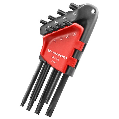 Jeux de 8 clés longues coudées TORX de T10 à T45 en étui