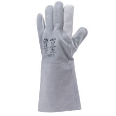 Gant dos en croûte de cuir bovin paume fleur manchette de 15 cms taille 10