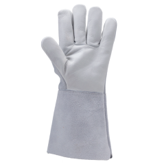 Gant dos en croûte de cuir bovin paume fleur manchette de 15 cms taille 10