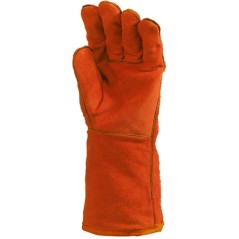 Gant de soudeur rouge molletonnés avec fil kevlar et manchette de 15 cms
