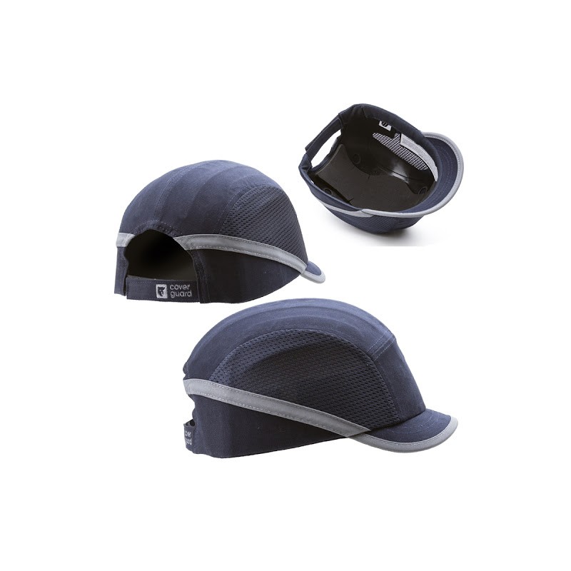 Casquette anti heurt aérée en coton couleur bleu marine visière courte (3cm)