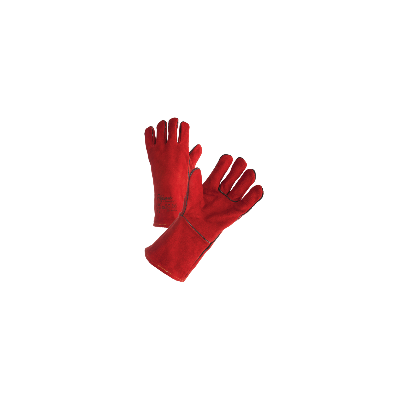 Gant anti chaleur doublé molleton rouge avec manchette de 15 cm