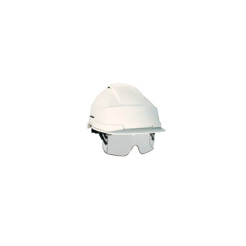 Casque IRIS 2 blanc avec lunette en polycarbonate incolore intégrée