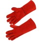 Gant de soudeur rouge molletonné avec fil kevlar et manchette de 14 cms