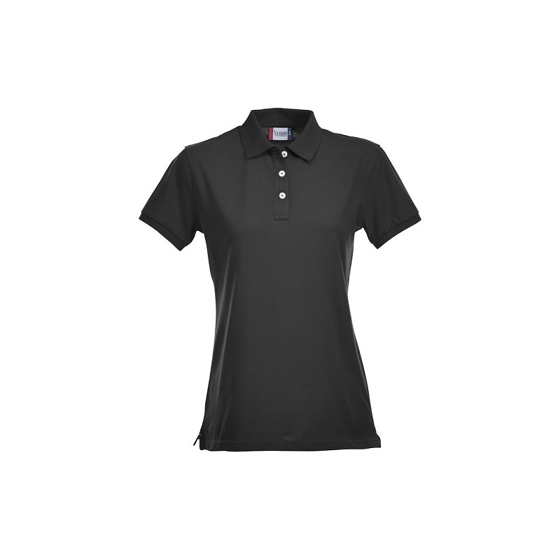 Polo stretch pour femme de taille S à taille 2XL en noir