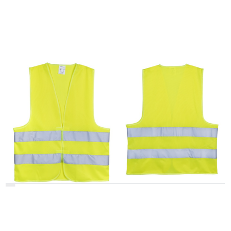 Gilet jaune ECO double bande réflechissante torse et dos taille S-M et taille L-XL