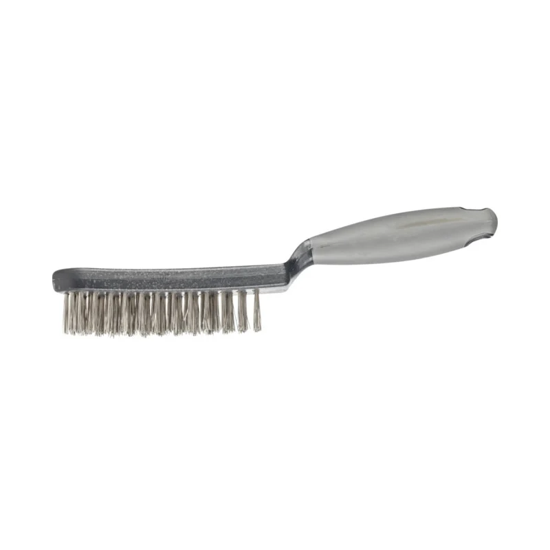 Brosse inox 4 rangs avec manche en plastique