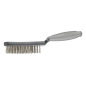 Brosse inox 4 rangs avec manche en plastique