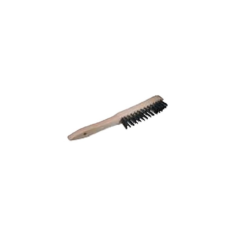 Brosse en acier 4 rangs avec manche en bois