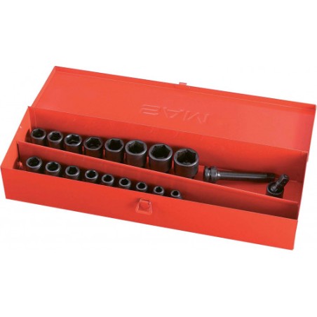 Coffret de douille à choc 1/2" 9-32 (19 pièces)