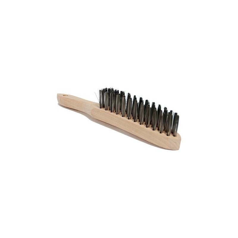 Brosse INOX 2 rangs avec manche en bois