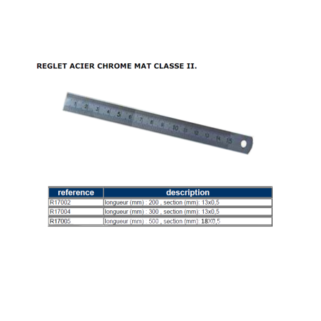 Réglet flexible 300x13x0,5 en acier chromé