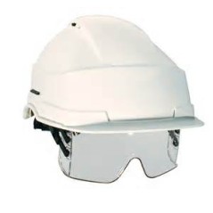 Casque IRIS 2 blanc avec lunette en polycarbonate incolore intégrée